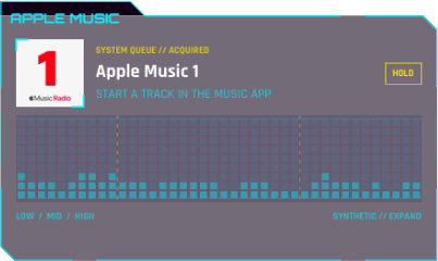 Apple Music Compact widget in a generic stopped Radio state.